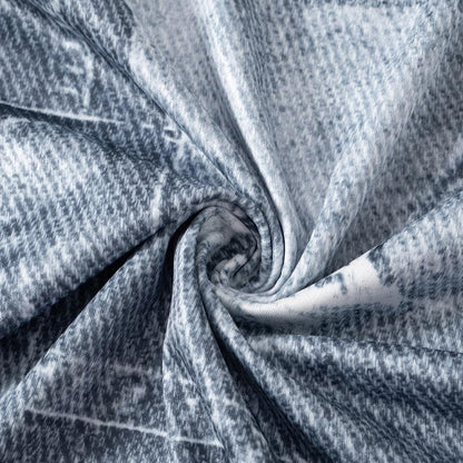 Cap sleeve crewneck denim print maxi dress