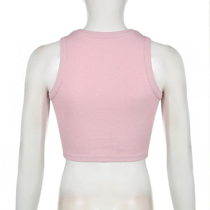 Crewneck letter print stitch tank top