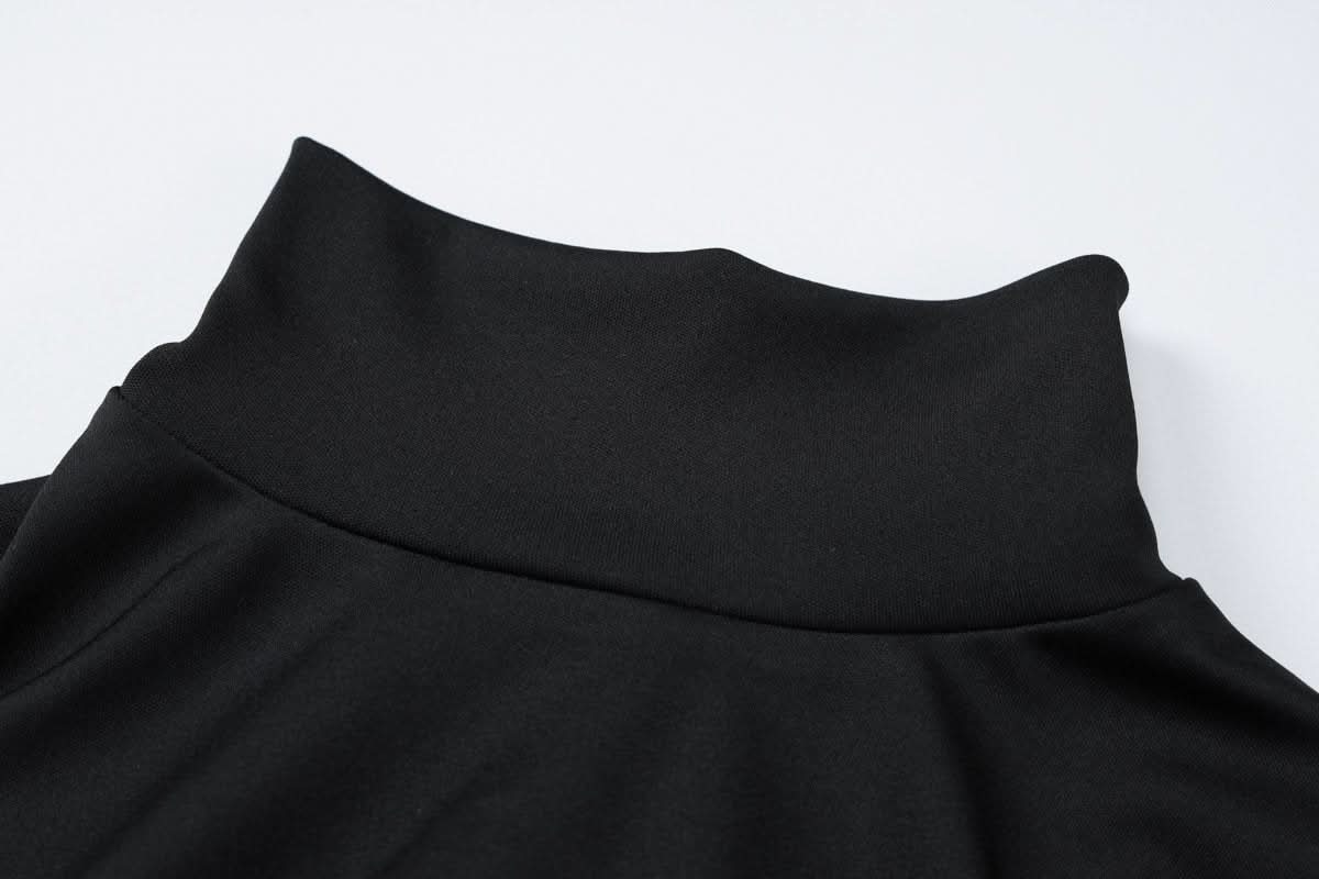 High neck long sleeve ruffle mini dress