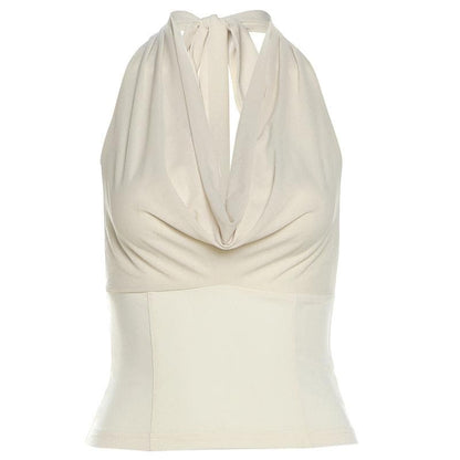 Halter cowl neck backless top