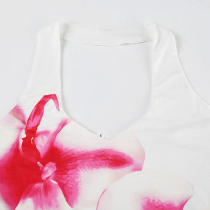 Halter flower print backless top