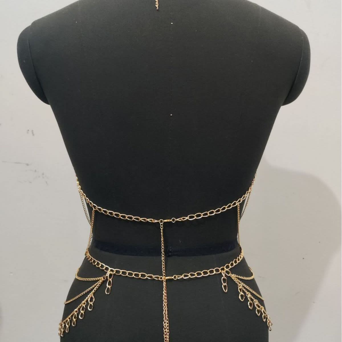 Halter metal chain hollow out cut out top