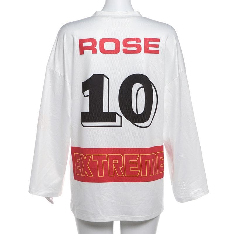 Long sleeve v neck letter print contrast top