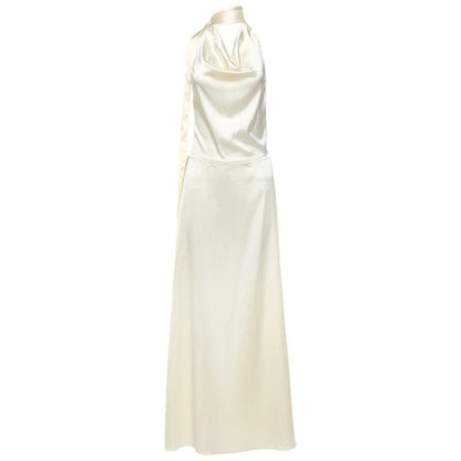 Halter cowl neck ruched backless maxi skirt set