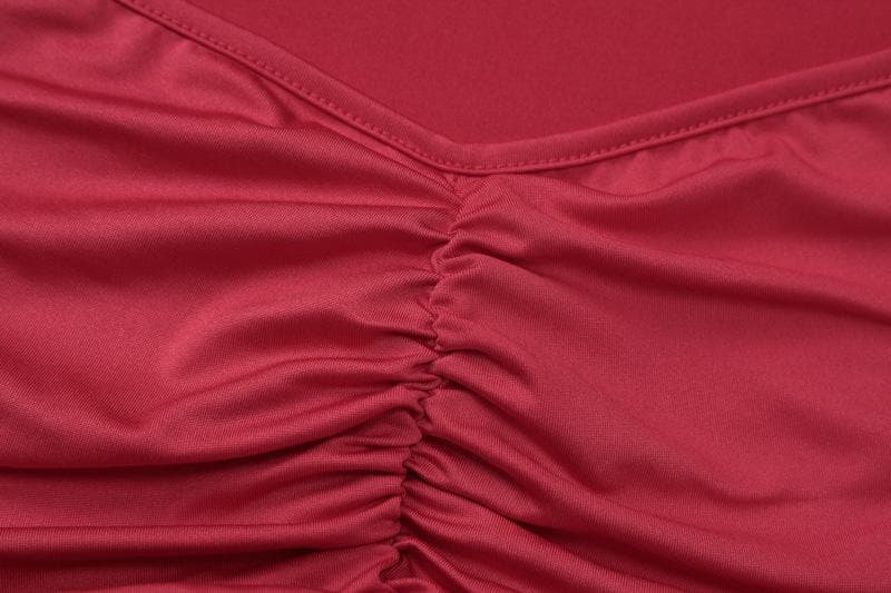 Rose applique ruched ruffle knotted cami mini dress
