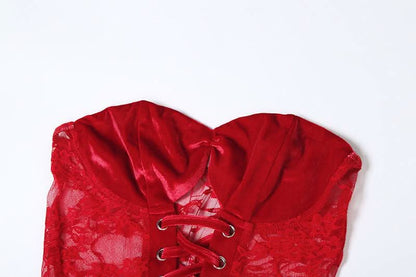 Sweetheart neck hollow out lace cut out maxi dress