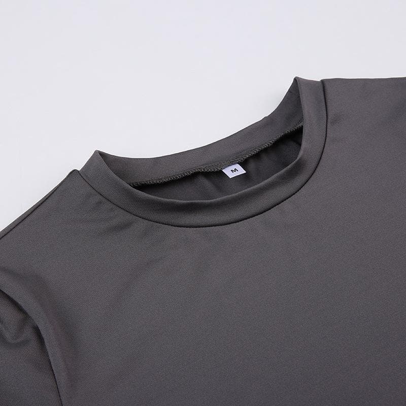 Short sleeve crewneck solid top