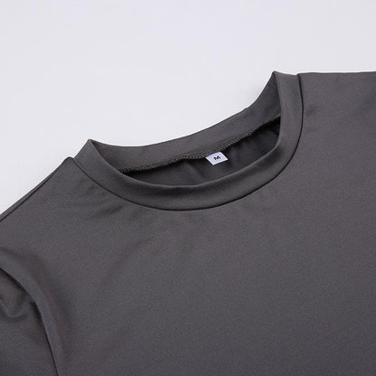 Short sleeve crewneck solid top