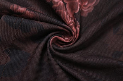 Mesh Overlay Ruched Side Slit Maxi Dress