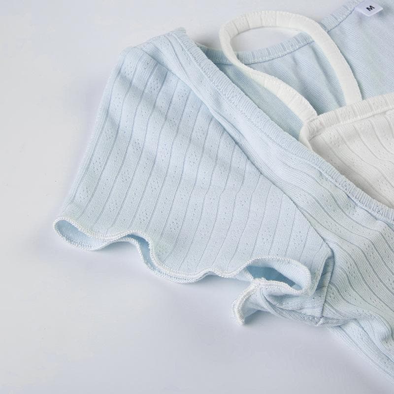Short sleeve patchwork ruched ruffle top