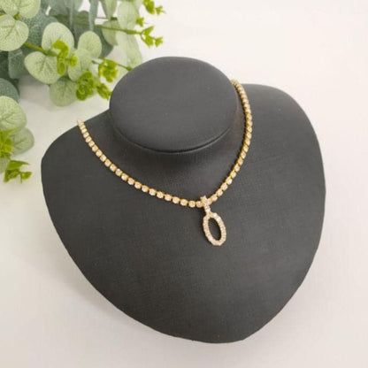 Initials pendant rhinestone chocker