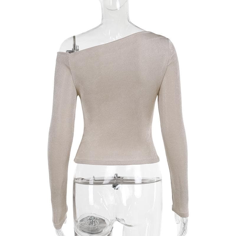 Long sleeve one shoulder ruched top