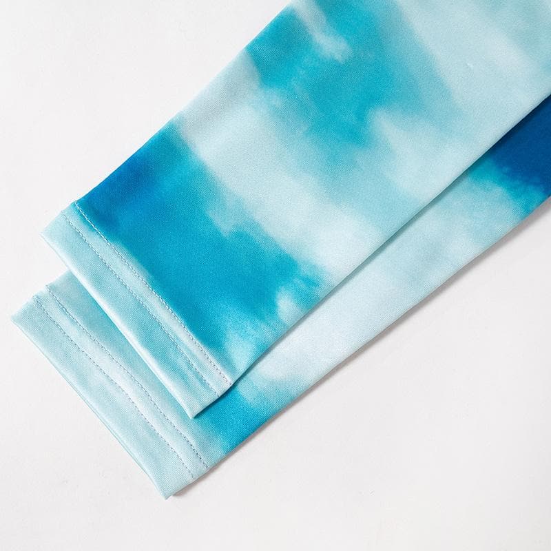 Long sleeve abstract crewneck contrast maxi dress