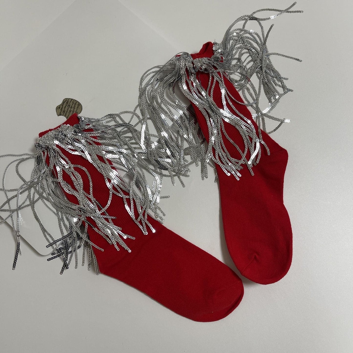 Tassels glitter contrast socks