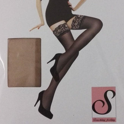 Solid lace mesh thigh high socks