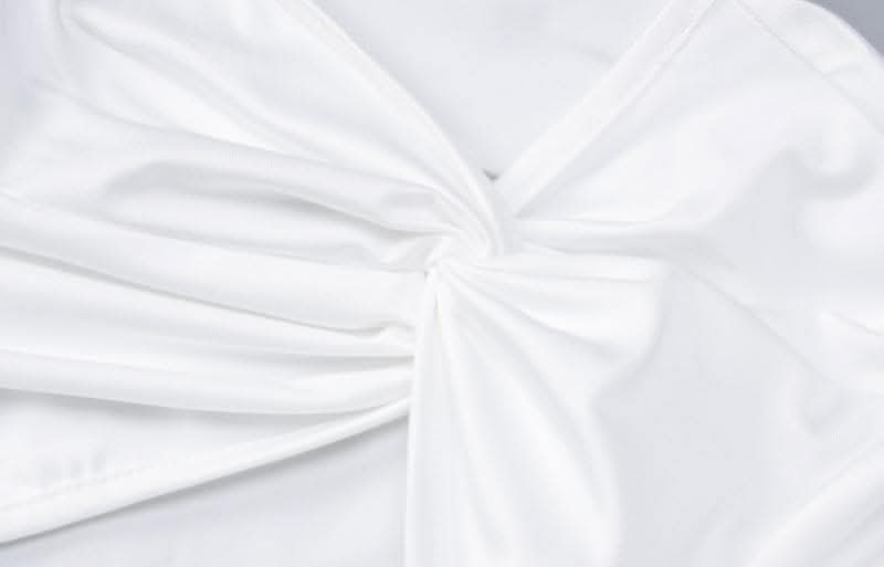 Knotted hollow out solid ruched long sleeve mini skirt set-final-sale