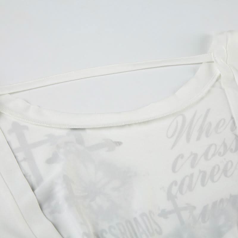 Long sleeve butterfly print backless top