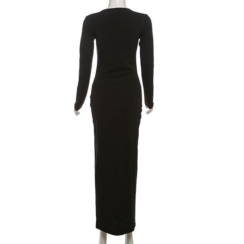 Long sleeve hollow out cut out maxi dress