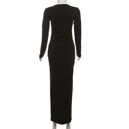 Long sleeve hollow out cut out maxi dress