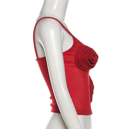 Flower applique u neck glitter cami top