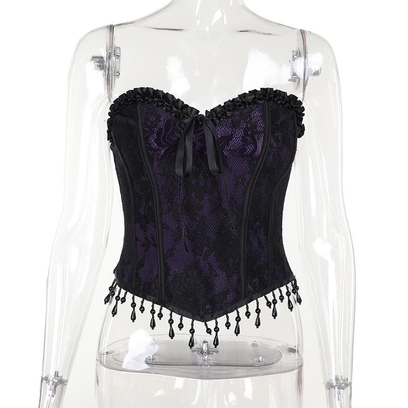 Sweetheart neck bustier tassels ruffle tube top