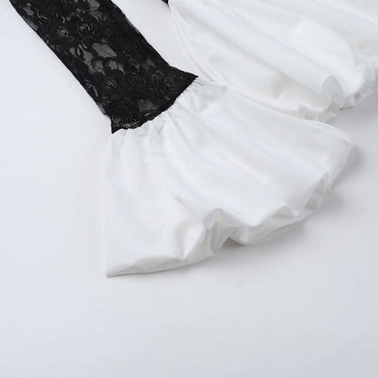 Long sleeve lace patchwork zip-up mini dress