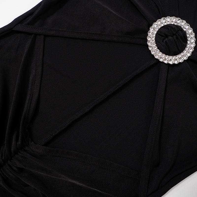 Long sleeve off shoulder o ring solid jumpsuit
