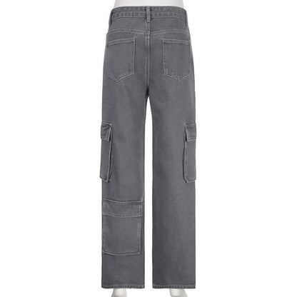 Contrast denim star pattern zip-up pocket jeans-final-sale