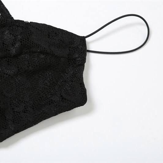 Hollow out v neck lace slit spaghetti strap cut out maxi dress