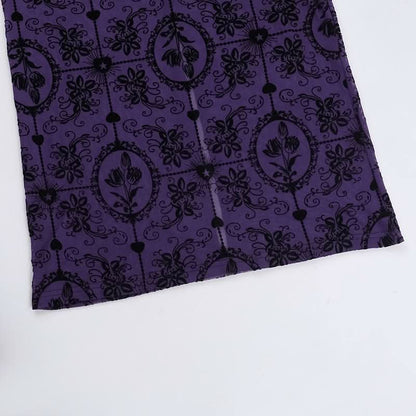 Mesh print slit cami maxi dress