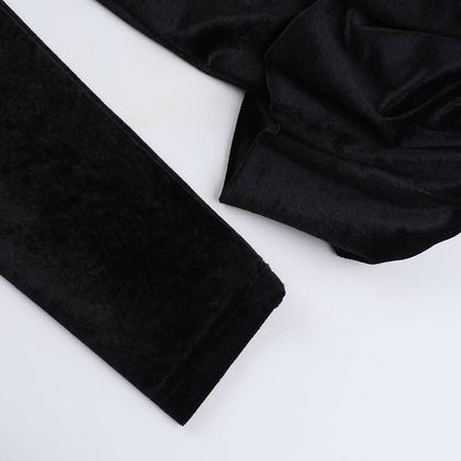 Long sleeve crewneck velvet ruffle mini dress