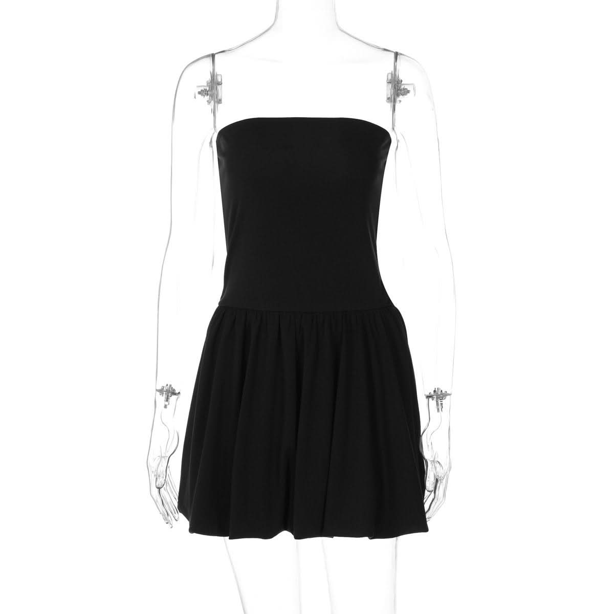 Backless solid A-line tube mini dress