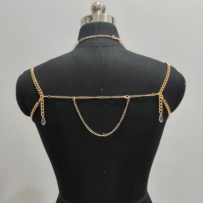 Halter crystal beaded tassels hollow out crop cut out top