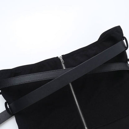 Buckle zip-up solid tube top
