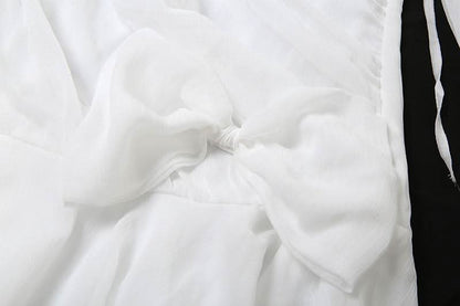 Halter off shoulder chiffon bowknot ruffle mini dress