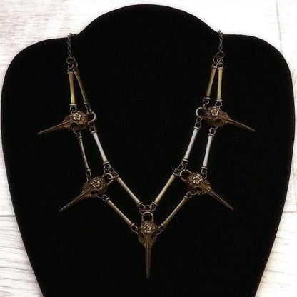 Skull pendant layered chain necklace