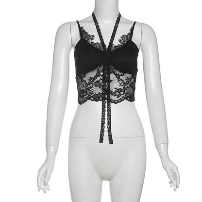 Halter v neck lace cami top