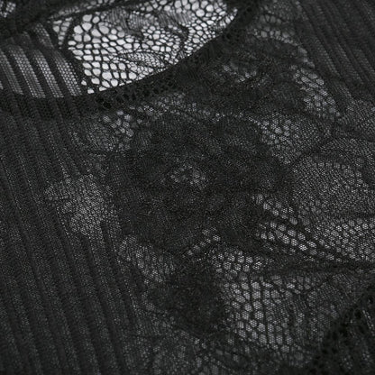 V neck lace bowknot adjustable bodysuit