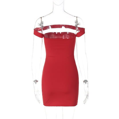 Off shoulder backless solid mini dress