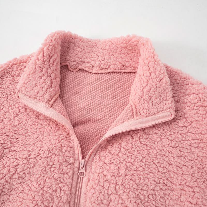 Long sleeve fluffy zip-up pant set