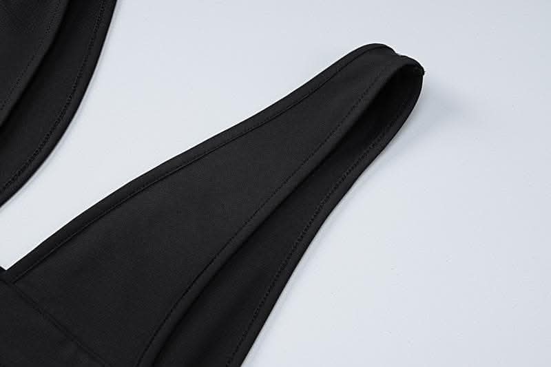 Sleeveless low cut hollow out solid backless cut out maxi dress-final-sale