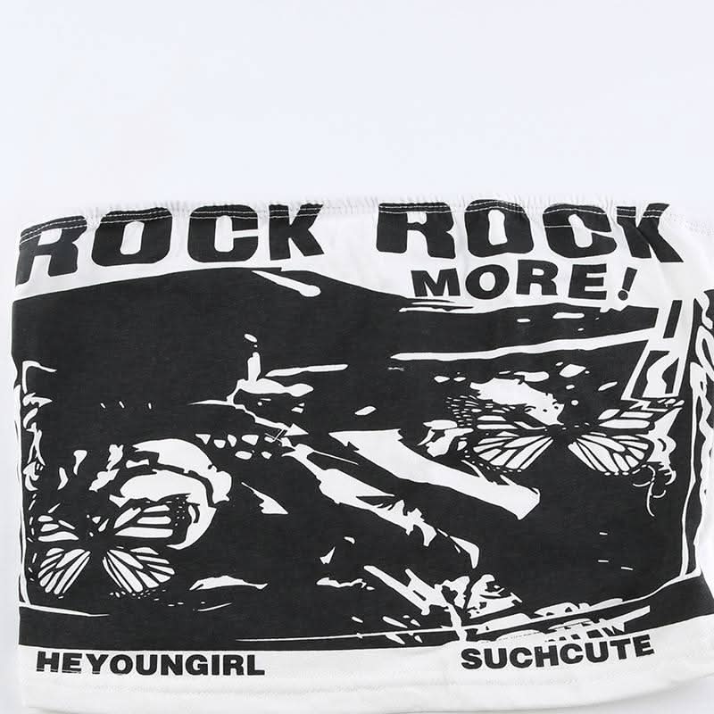 Butterfly print backless tube top