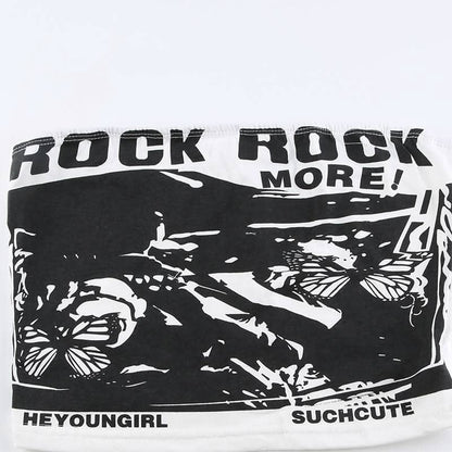 Butterfly print backless tube top