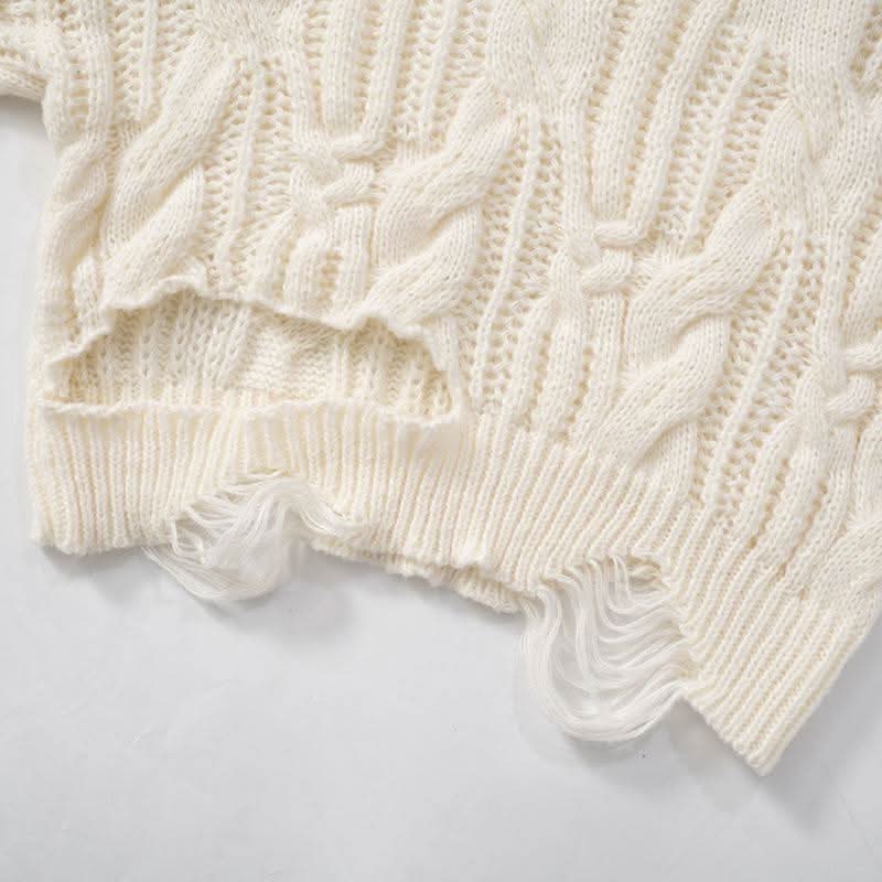 Long sleeve buckle knitted hollow out cut out top