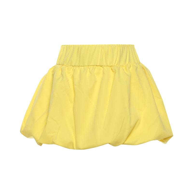 Ruched high rise solid bubble mini skirt