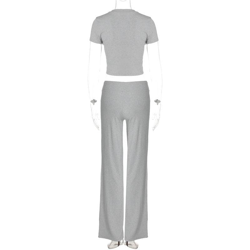Short sleeve crewneck drawstring pant set