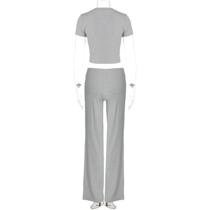 Short sleeve crewneck drawstring pant set