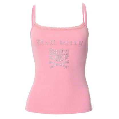 U neck beaded lace hem cami top