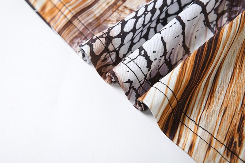 Hollow out snakeskin print halter self tie cut out maxi dress