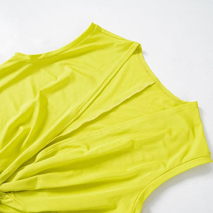 V neck sleeveless high slit ruched maxi dress